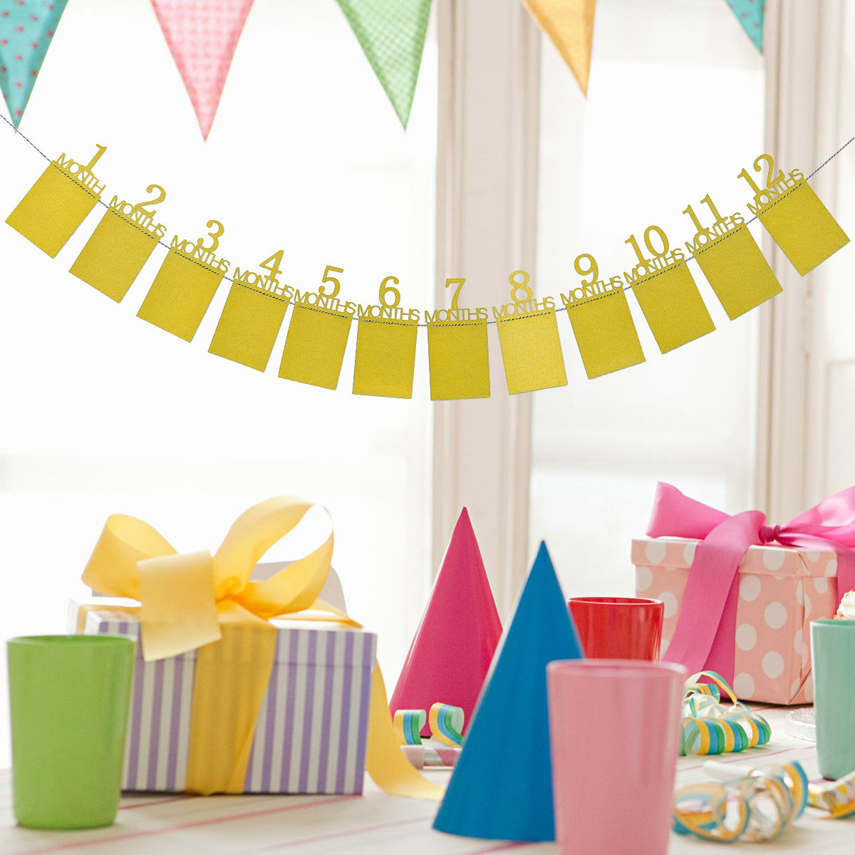 Party Banner Gold - 12 Aylık Bebeğin Doğum Günü Fotoğraf